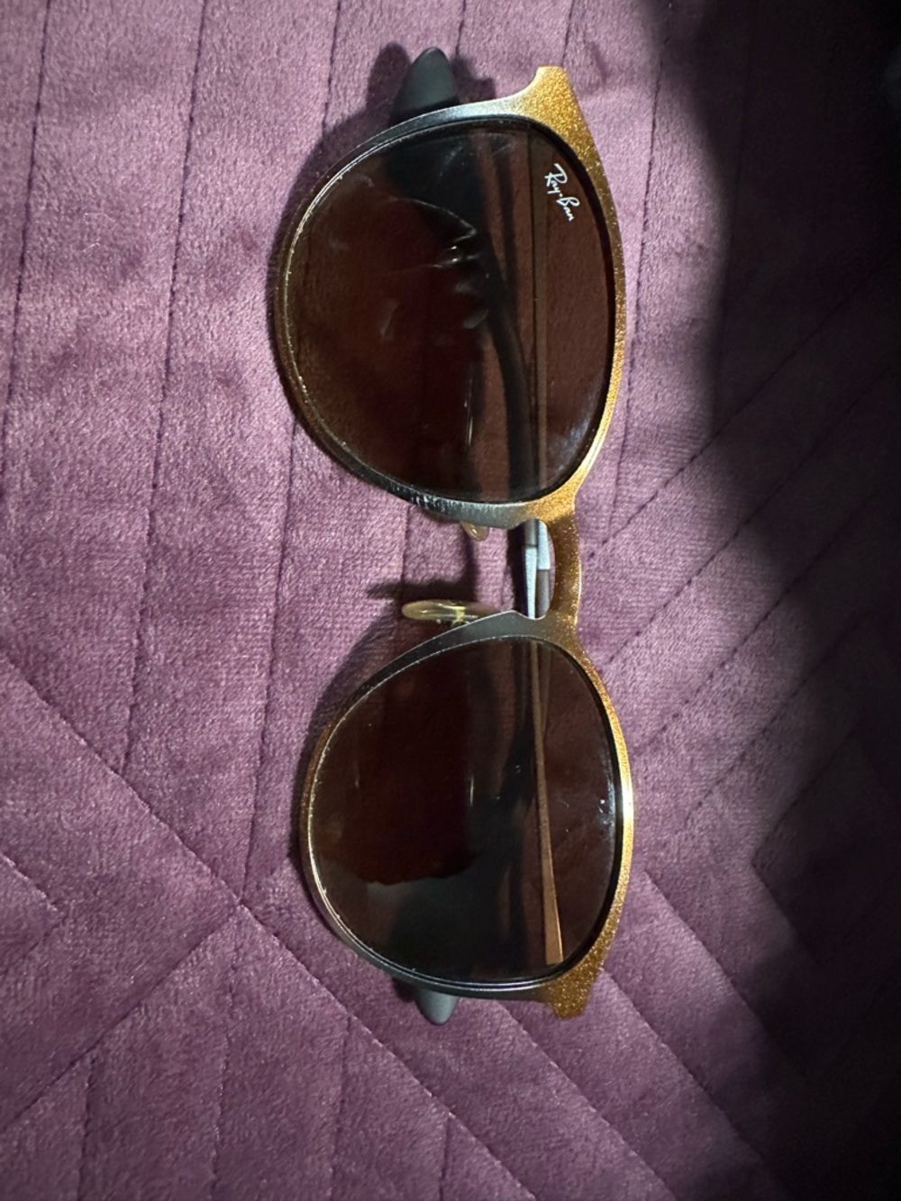 Ray-Ban Men’s Brown and Gold Round Sunglasses